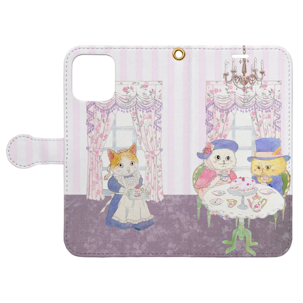  みけ　みわ子のネコ貴族 Book-Style Smartphone Case:Opened (outside)