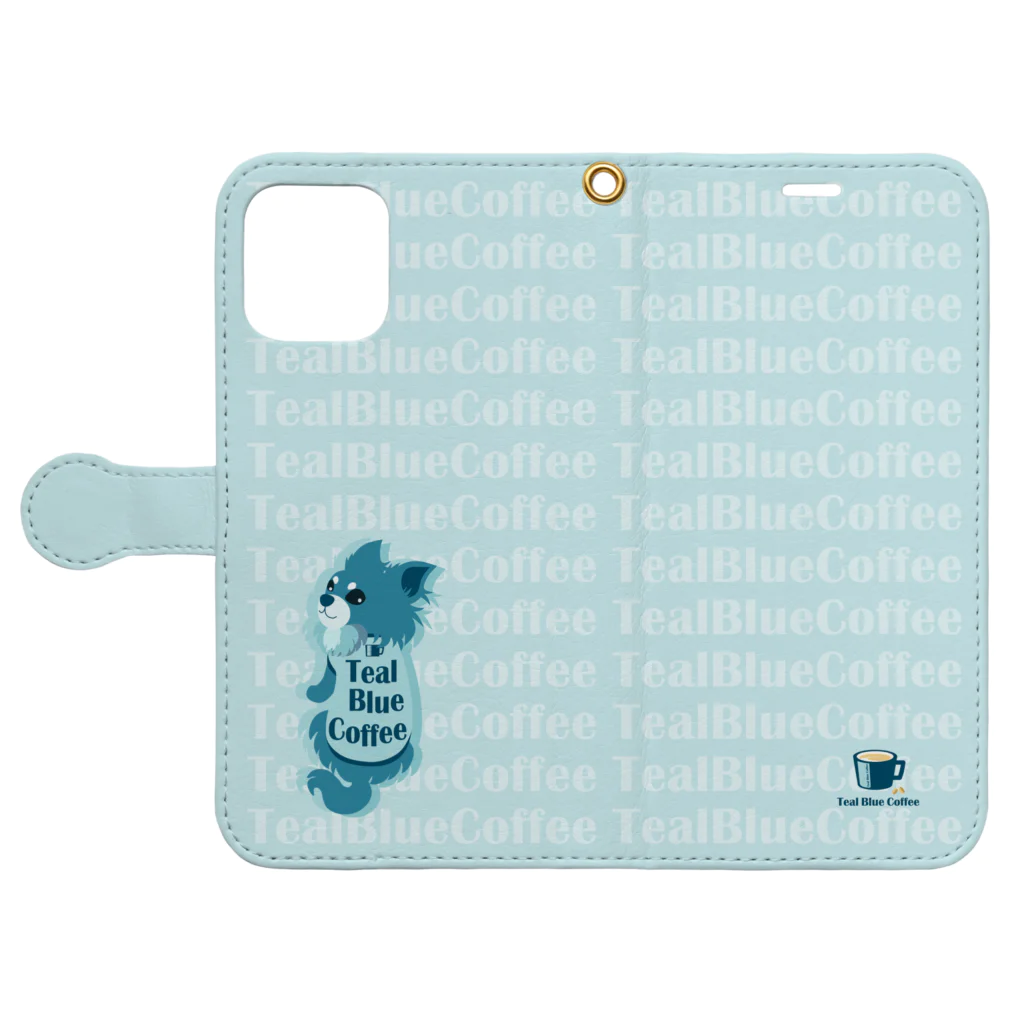 Teal Blue Coffeeのなに？ Book-Style Smartphone Case:Opened (outside)