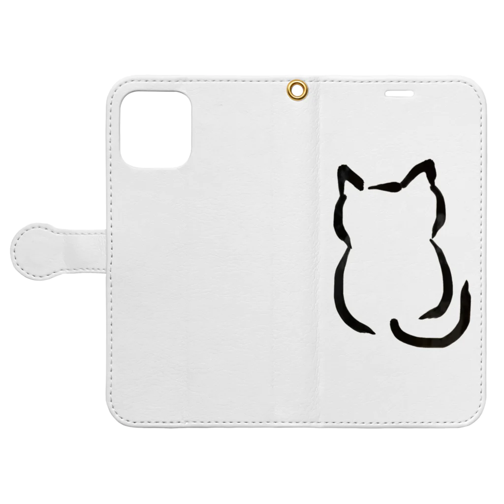 墨ねこさんしょっぷの墨ねこさん Book-Style Smartphone Case:Opened (outside)