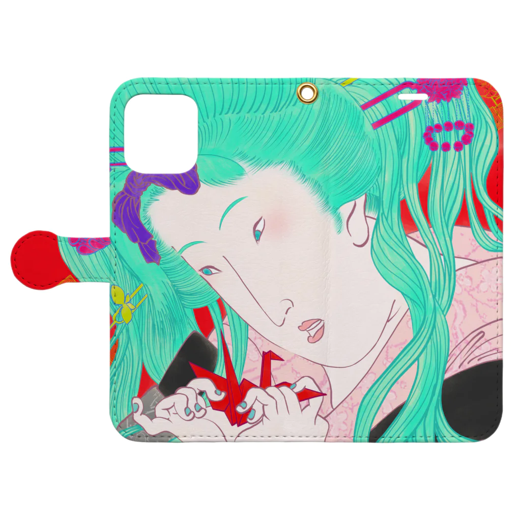 チョモランマリのUKIYOE☆ Book-Style Smartphone Case:Opened (outside)