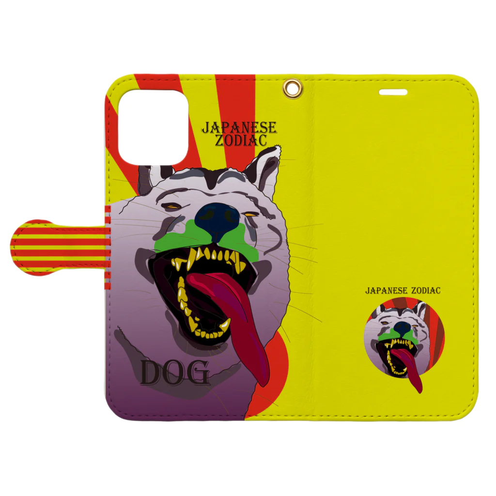 3eyesのZODIAC dog（戌） Book-Style Smartphone Case:Opened (outside)