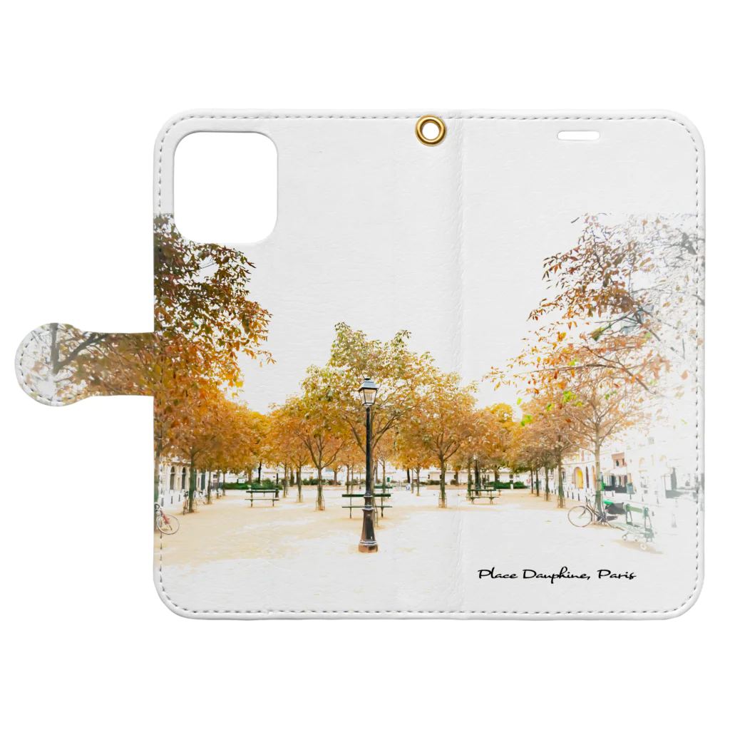 thegemishartのパリの公園 Book-Style Smartphone Case:Opened (outside)