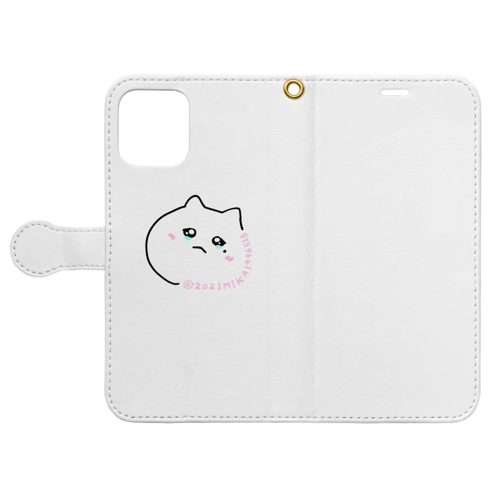 みかのねこ泣き Book-Style Smartphone Case:Opened (outside)