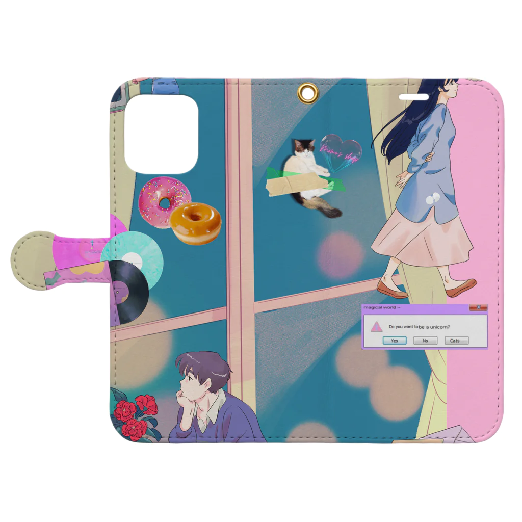 𝙈𝙊𝙈𝙊'𝙨 𝙎𝙝𝙤𝙥の90's anime & momo #03 Book-Style Smartphone Case:Opened (outside)