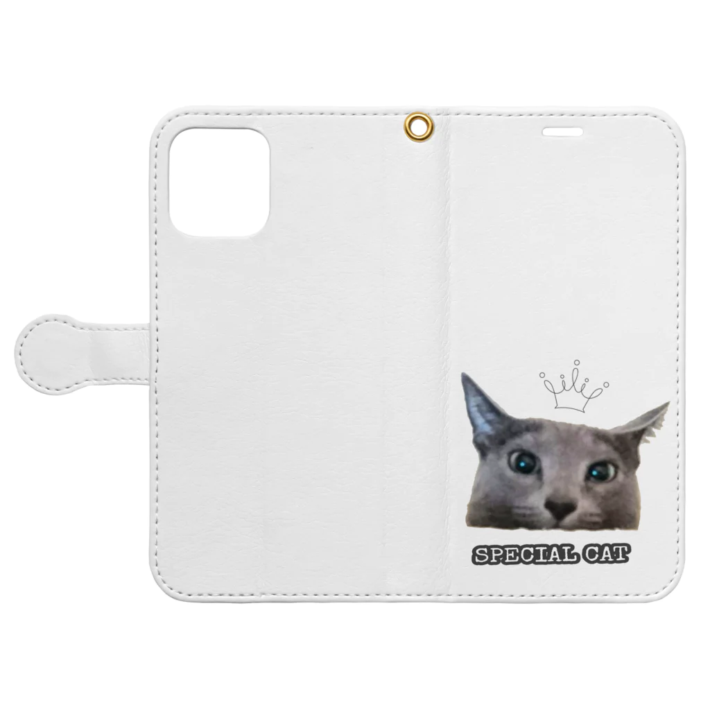 CAT CROWNのひょっこりるぅ 手帳型スマホケースを開いた場合(外側)