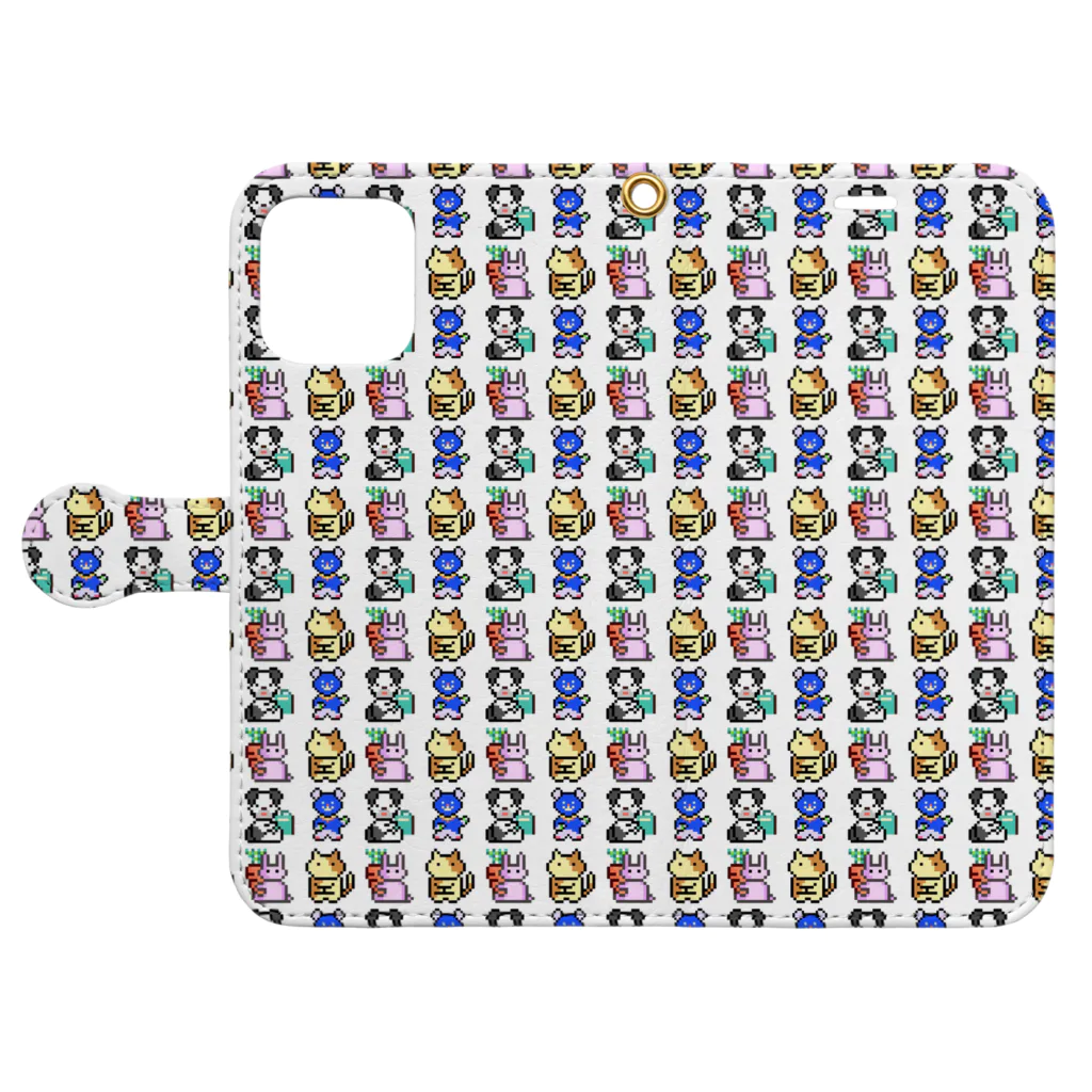 ドット絵のお店：Lily☺︎KGのウサギのリリィさんと愉快な仲間たち Book-Style Smartphone Case:Opened (outside)