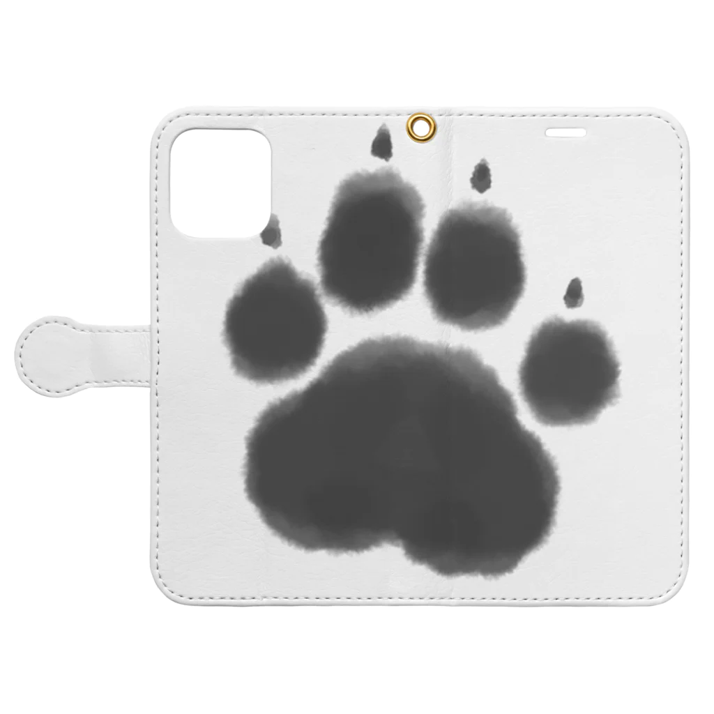 作sa/画ga/人toのcat paw Book-Style Smartphone Case:Opened (outside)