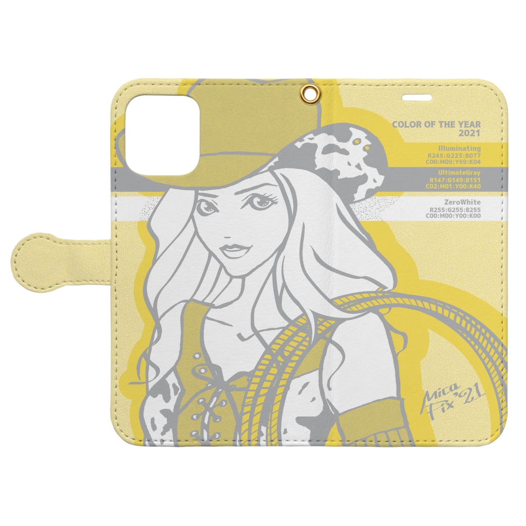 MicaPix/SUZURI店の丑｜干支ガール Book-Style Smartphone Case:Opened (outside)