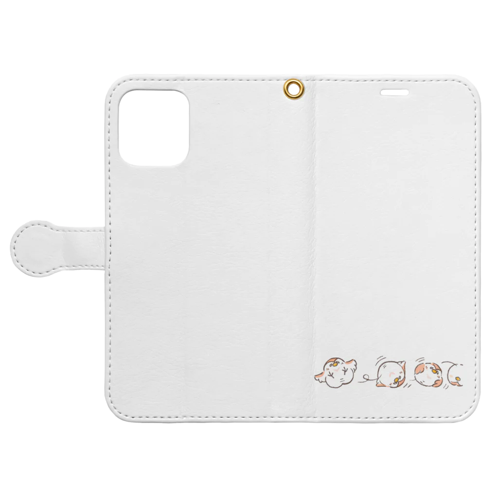 ✧˖°◝˖✧まんまるピヨ吉˖✧◝˖✧。の転がるピヨ吉（文字無しver.） Book-Style Smartphone Case:Opened (outside)