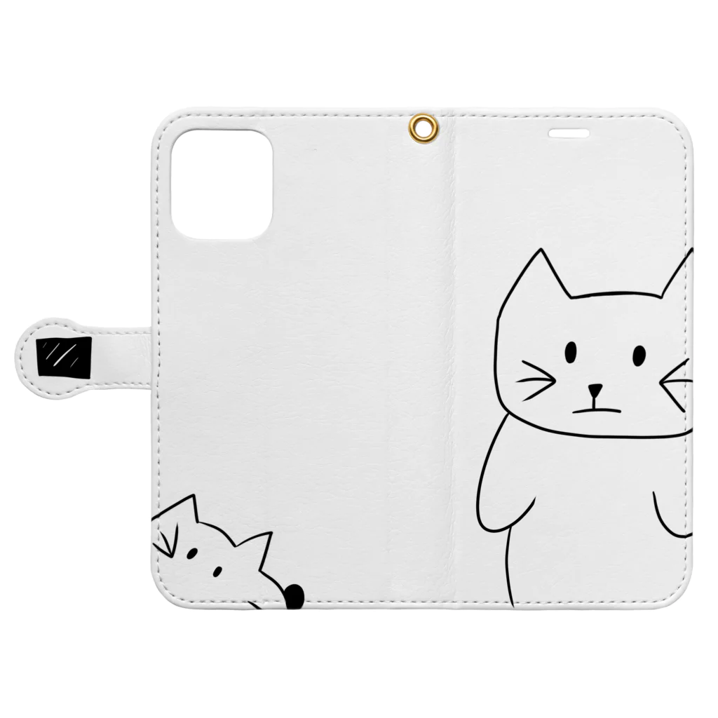 肉球の村。のカンネコ　12.13proMax用 Book-Style Smartphone Case:Opened (outside)