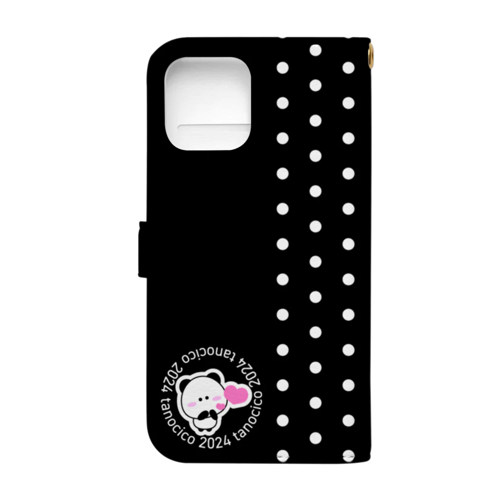 tanocicoのずっとラブかわいいぱんだ：黒ドット Book-Style Smartphone Case :back