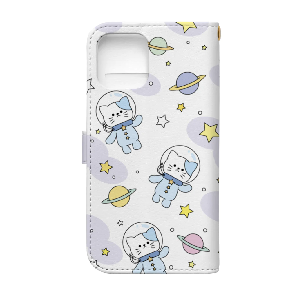 もにゃの宇宙にゃんこ　うじゃうじゃ 手帳型スマホケースの裏面