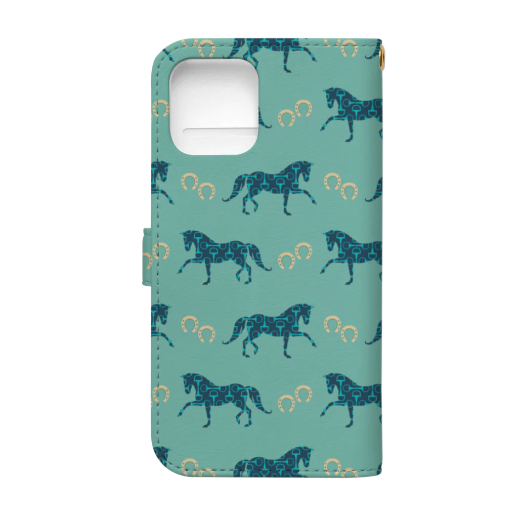 Luca.S.Horse Design ProductsのBlue Horse&Shoes Book-Style Smartphone Case :back