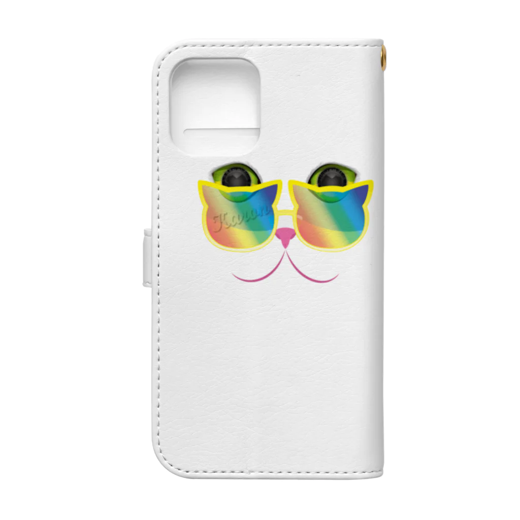 MolKaronの猫のＭｏｌとＫａｒｏｎ　虹色サングラス Book-Style Smartphone Case :back