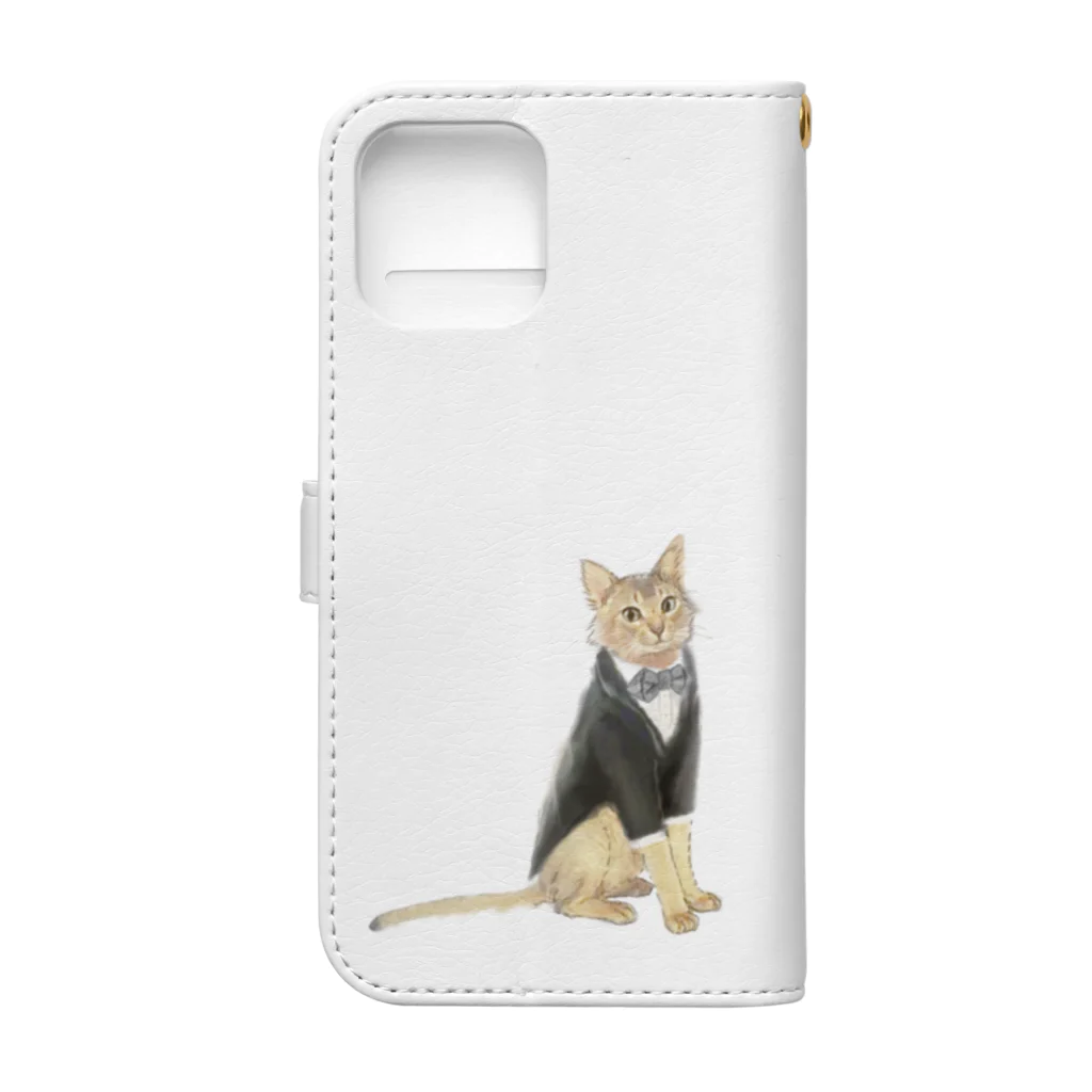 似顔絵婚姻届/スマホDIY婚姻届~ai.create~の無料婚姻届♡お揃い新郎猫VER. Book-Style Smartphone Case :back