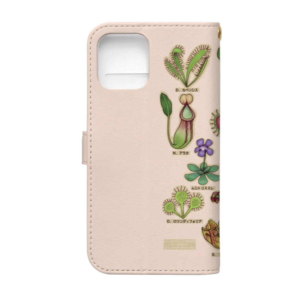 すとろべりーガムFactoryの食虫植物図鑑 手帳型スマホケース (薄いピンク)  Book-Style Smartphone Case :back