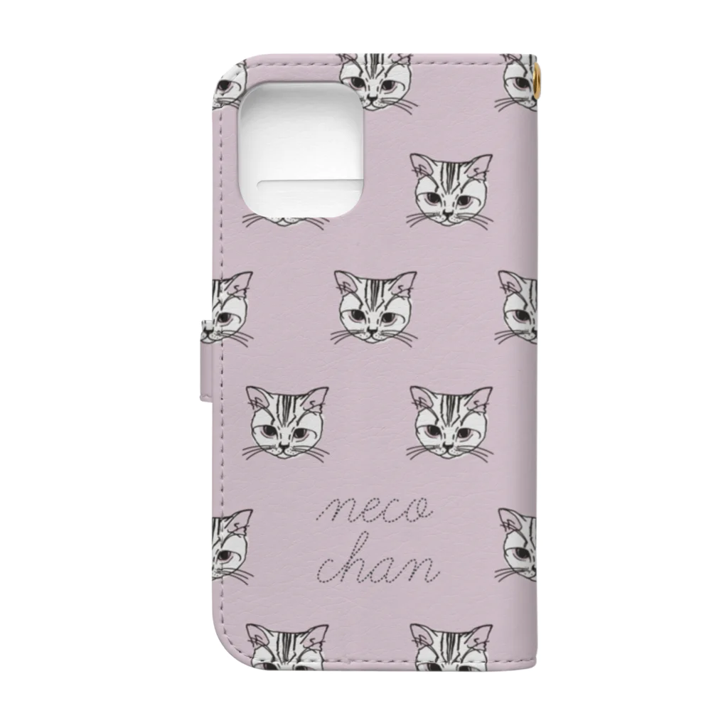 monotoneのnecochan02-2 Book-Style Smartphone Case :back