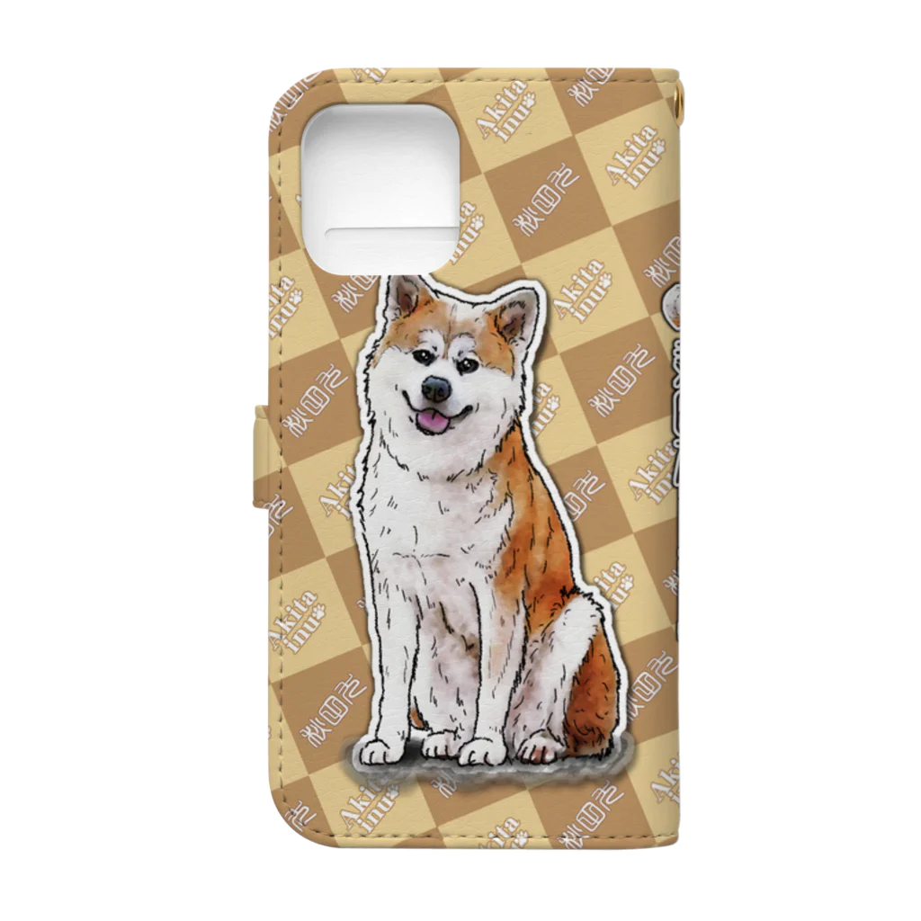 オリジナル工房プリントンのiPhone 秋田犬手帳型イラストケース Book-Style Smartphone Case :back