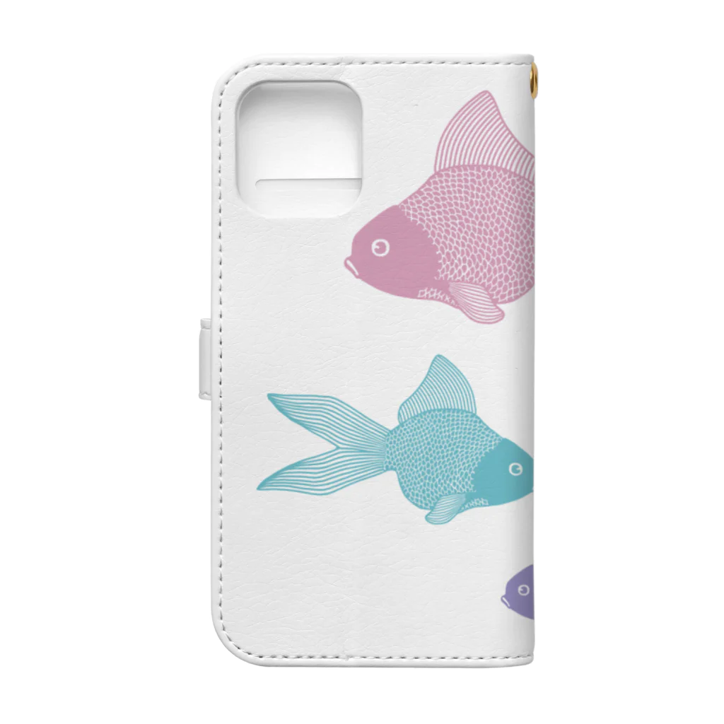 Alba spinaの金魚３匹 くすみパステル Book-Style Smartphone Case :back