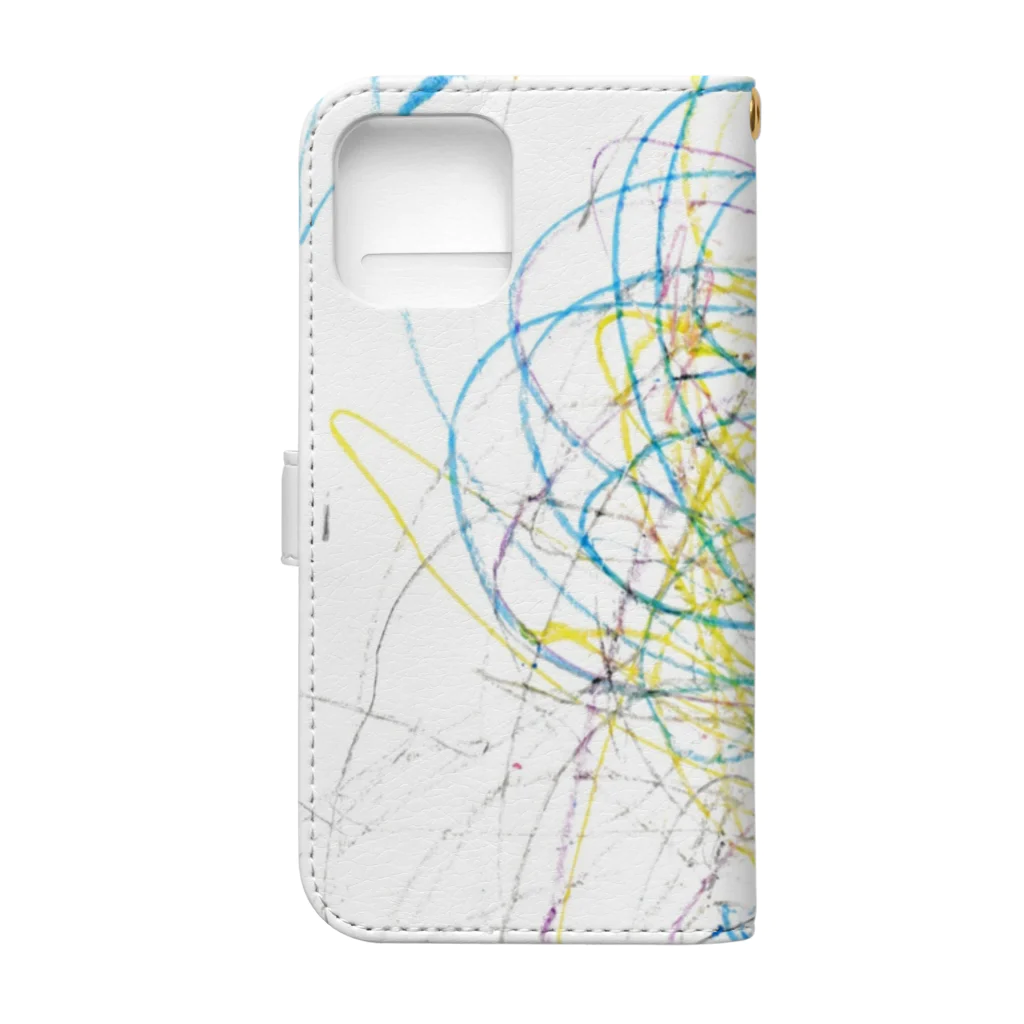 YP.madeのこども(1歳)の絵　黄青紫 Book-Style Smartphone Case :back