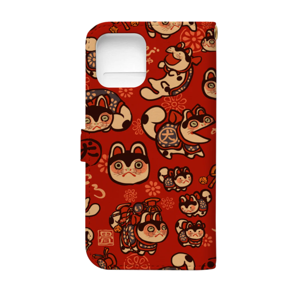 花日和 畳の張り子犬 Book-Style Smartphone Case :back