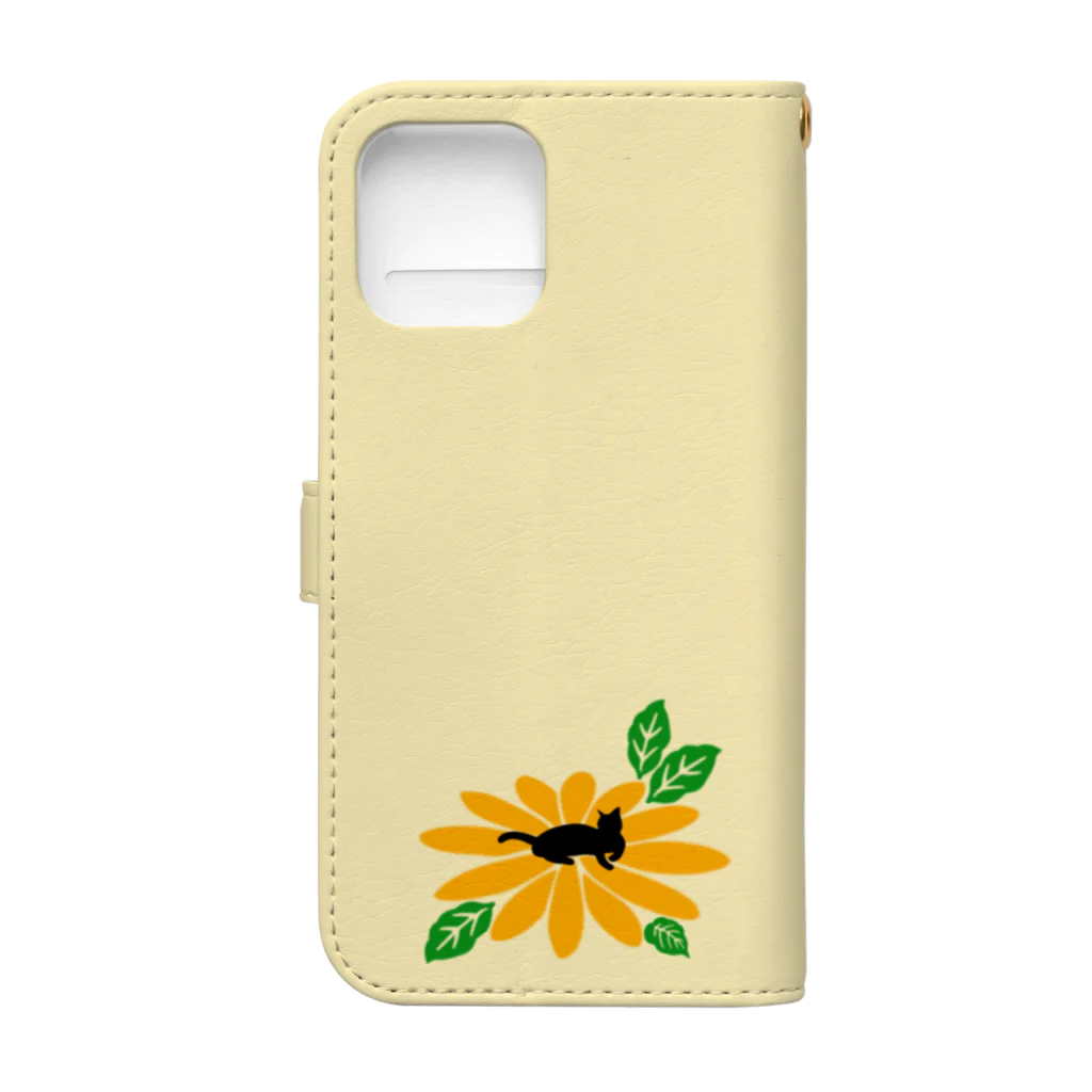 MegSan's free design🌷のフラワーキャットタワーyellow 手帳型スマホケースの裏面