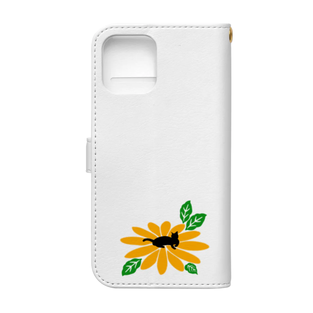 MegSan's free design🌷のフラワーキャットタワーwhite 手帳型スマホケースの裏面