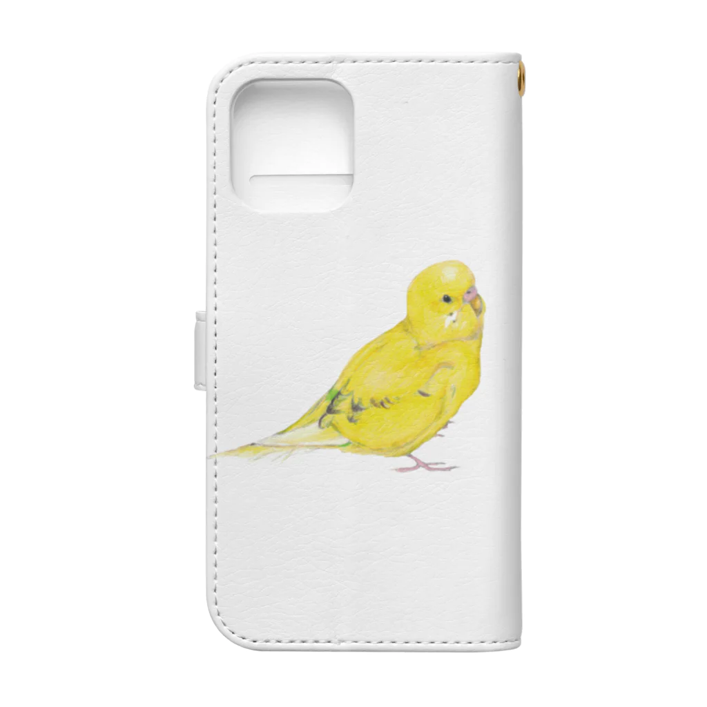 森図鑑の[森図鑑]セキセイインコ黄色 Book-Style Smartphone Case :back