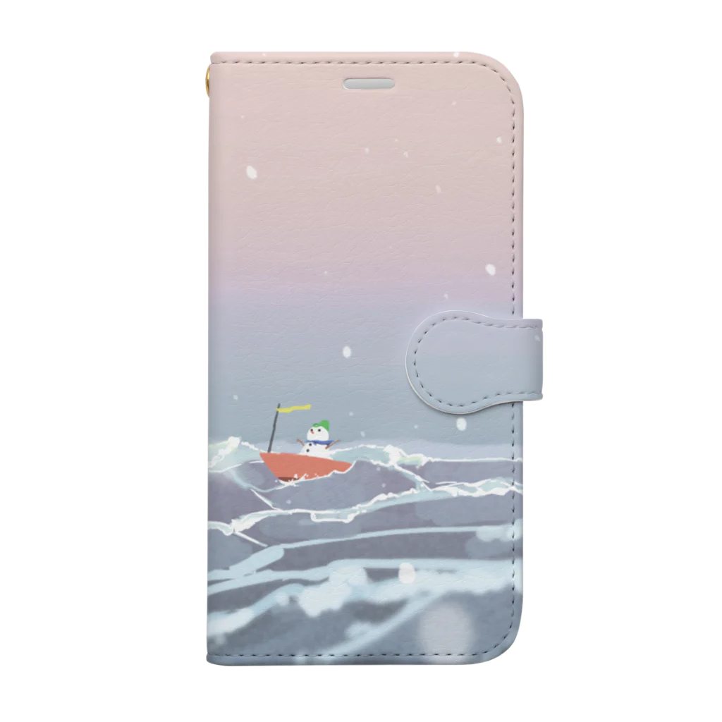 ぐらがな店の大海原へ雪だるま Book-Style Smartphone Case