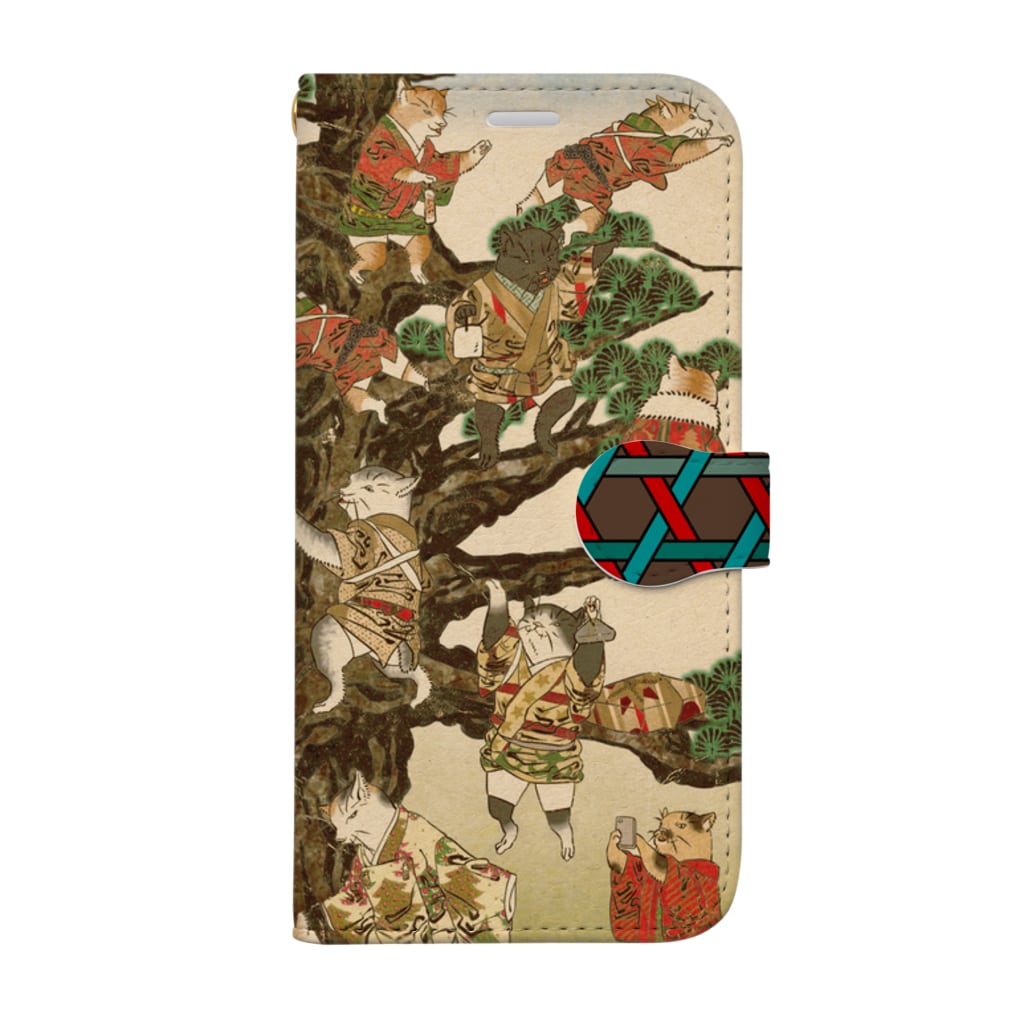 山歌和樂陽 浮世絵の猫浮世絵シリーズ　クリスマス　めいきんぐおぶ　おでんツリー Book-Style Smartphone Case