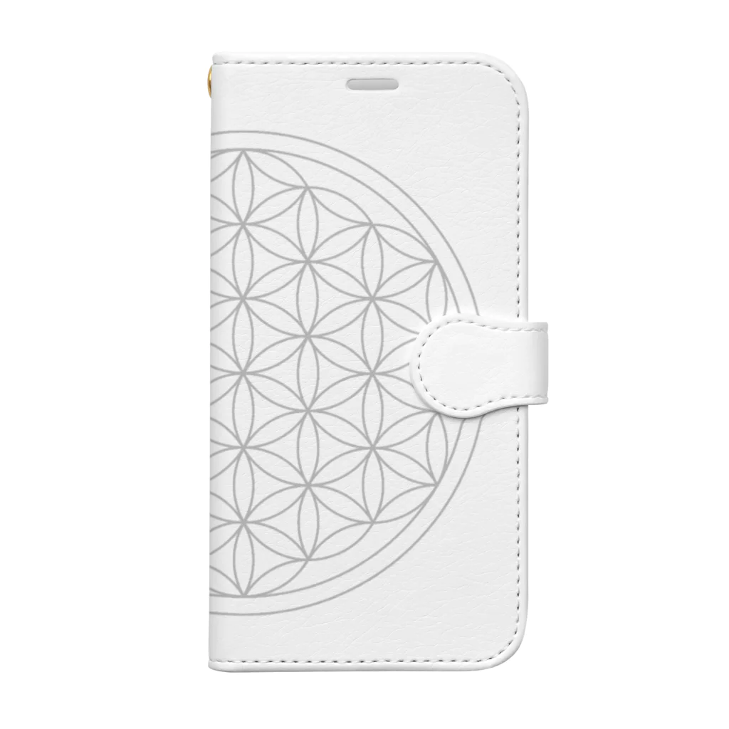 フラワーオブライフ（神聖幾何学）専門店のフラワーオブライフ（gray） Book-Style Smartphone Case