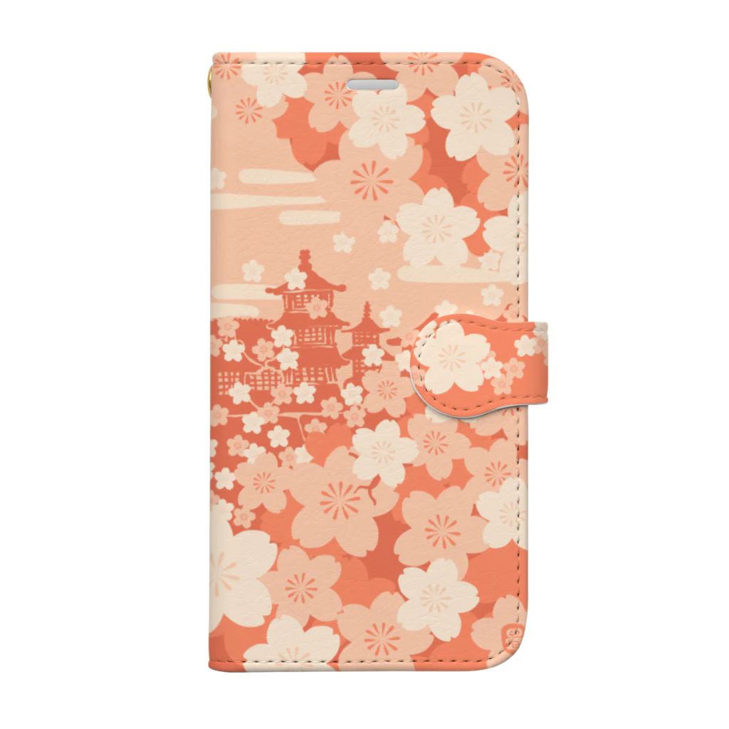 花日和 畳の桜爛漫の街 Book-Style Smartphone Case