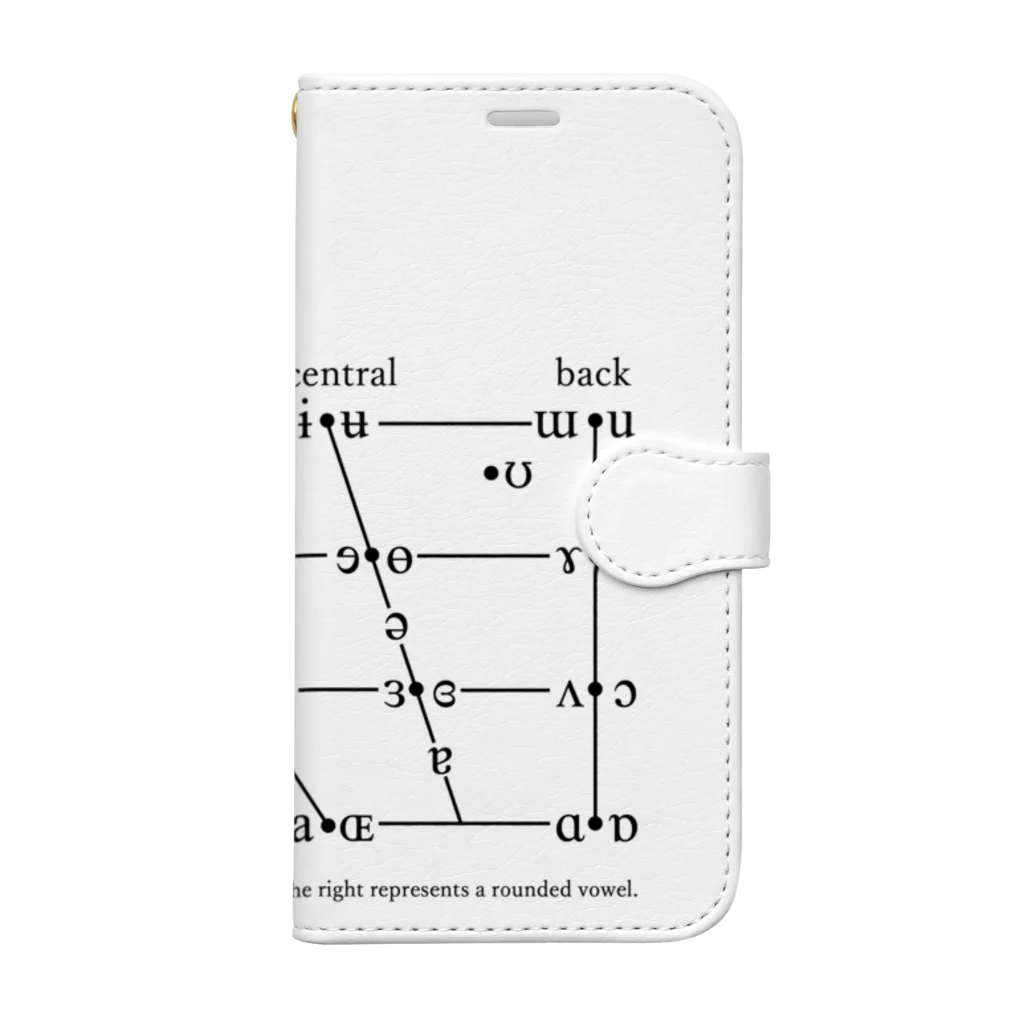 言語系グッズを作ってみるショップのIPA母音チャート（黒字） Book-Style Smartphone Case