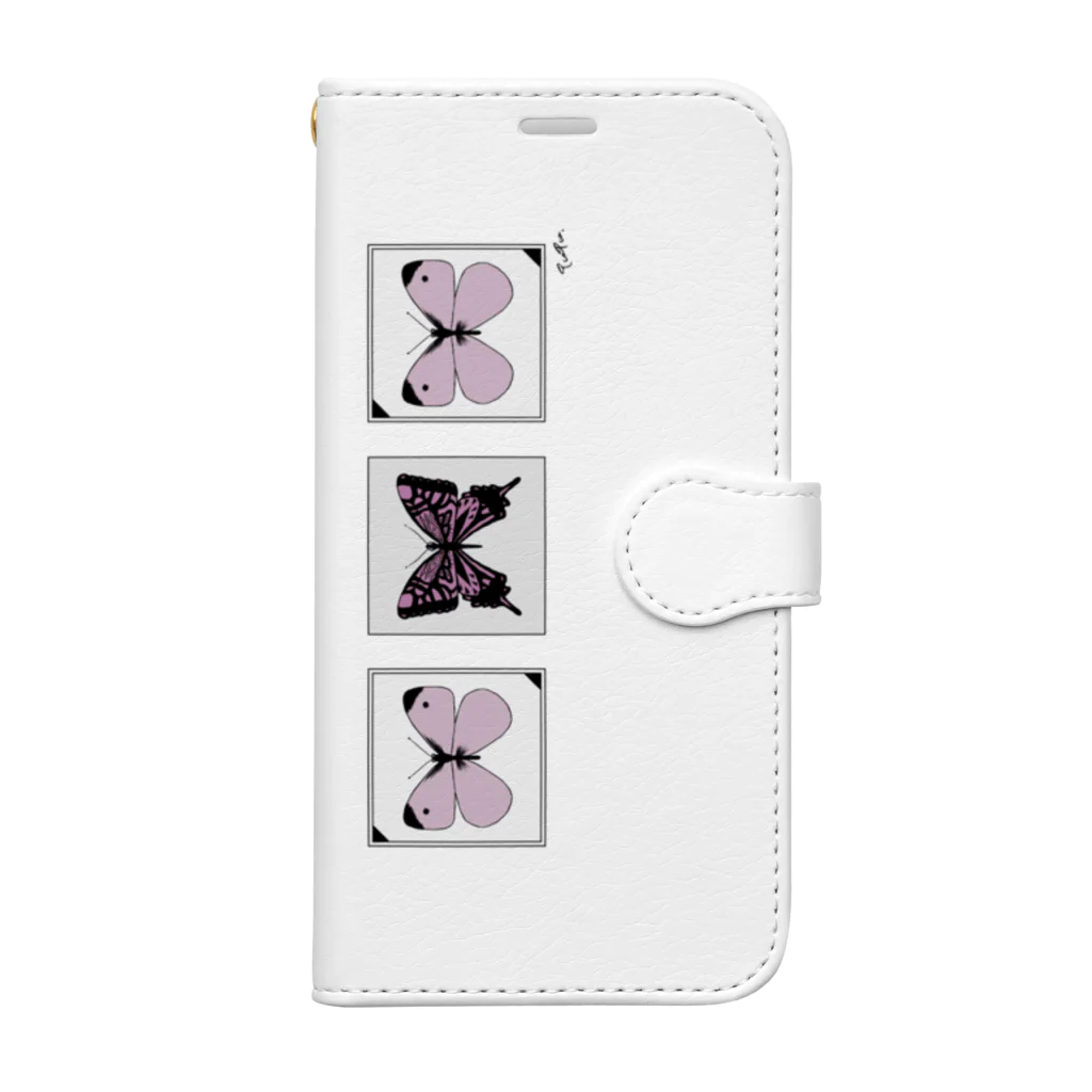 1616  -ｲﾁﾛｸｲﾁﾛｸ-の蝶蝶蝶(pink) Book-Style Smartphone Case