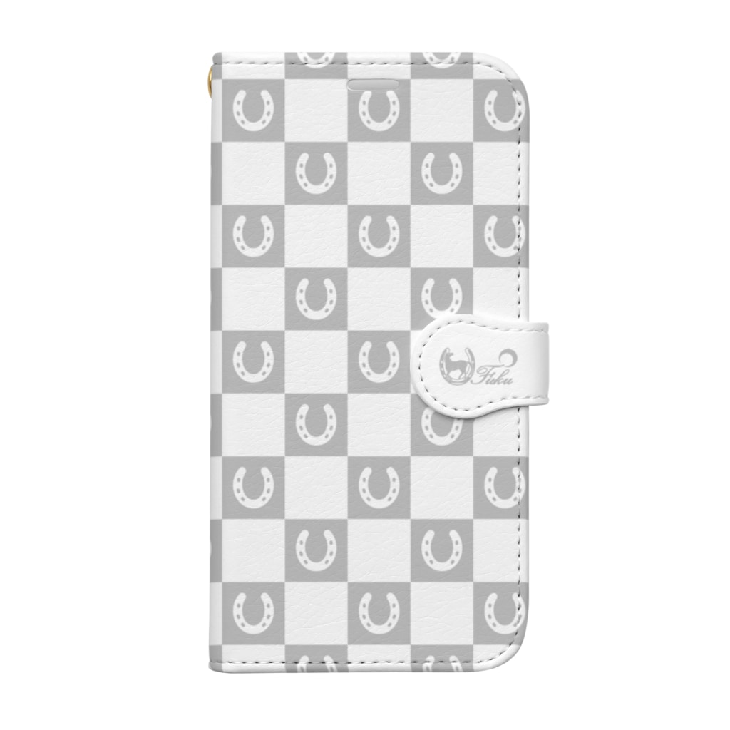 モノツクルヒト　Fuku～ふく～の蹄鉄市松模様 iPhone 白 Book-Style Smartphone Case