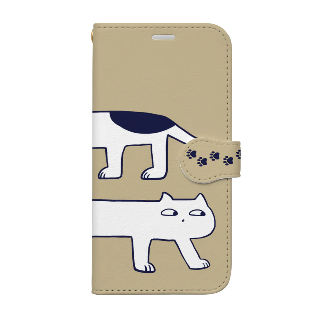 うぐいすのlong cats 手帳型スマホケース