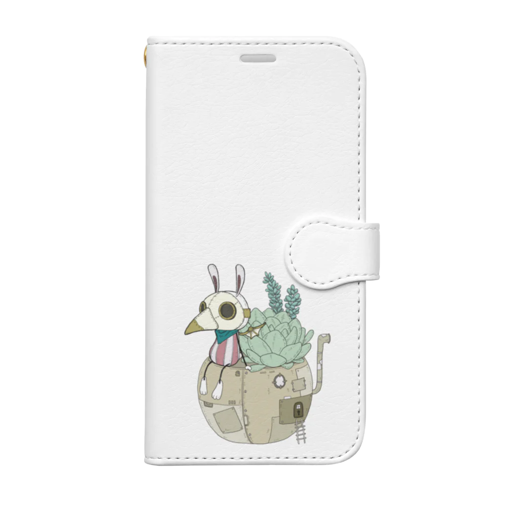 shikA/サビヲシカのスチパンうさぎ(多肉植物) Book-Style Smartphone Case