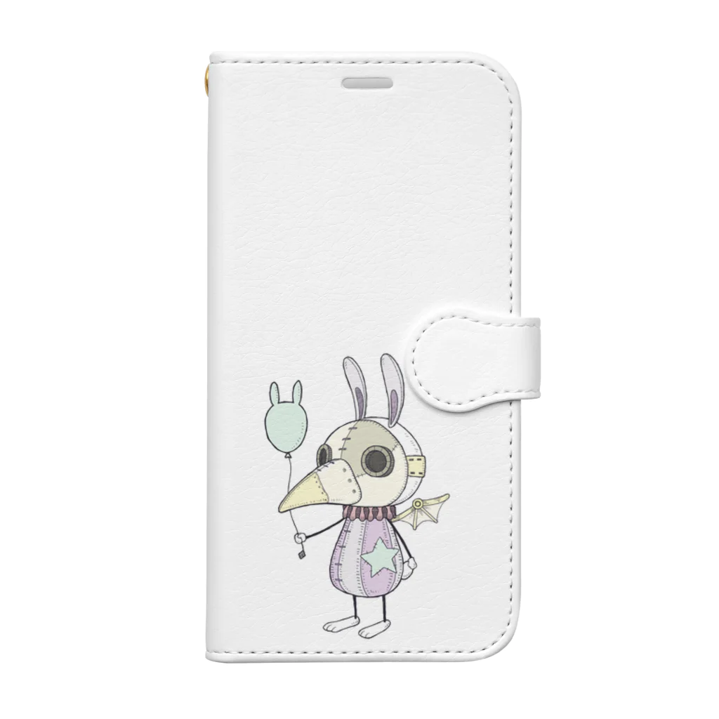 shikA/サビヲシカのスチパンうさぎ(風船) Book-Style Smartphone Case