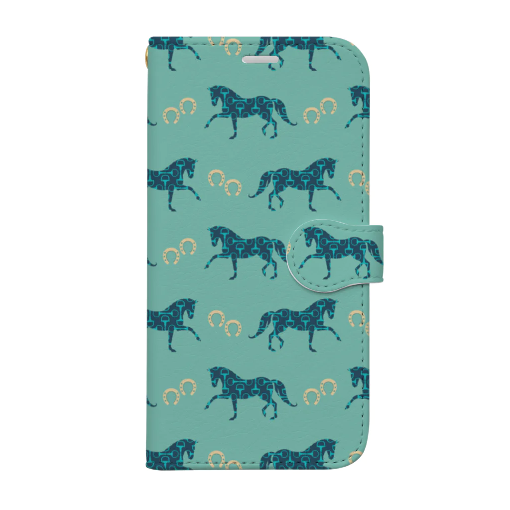 Luca.S.Horse Design ProductsのBlue Horse&Shoes Book-Style Smartphone Case