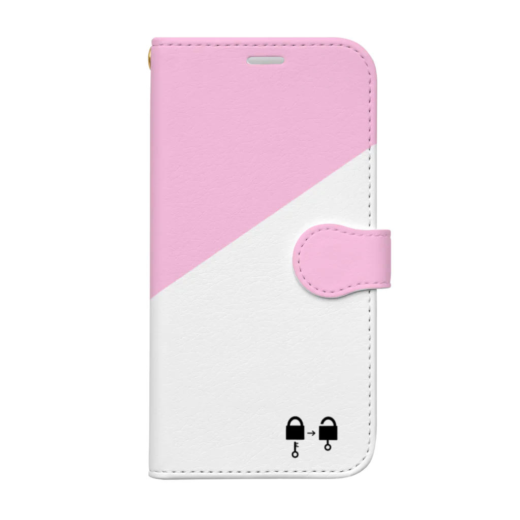 謎はないけど謎解き好きのお店の南京錠スマホケース（ピンク） / padlock smartphone case ( pink ) 手帳型スマホケース