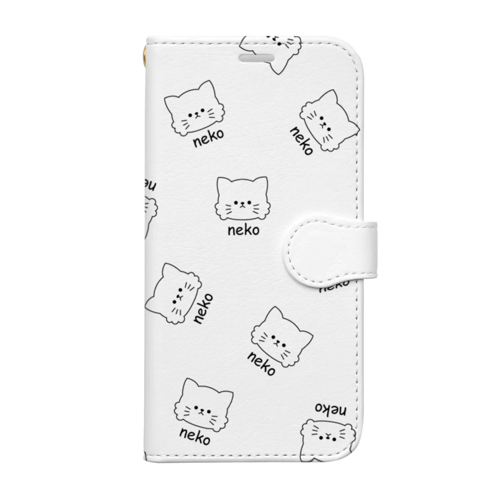 もにゃのneko(シンプル) 手帳型スマホケース