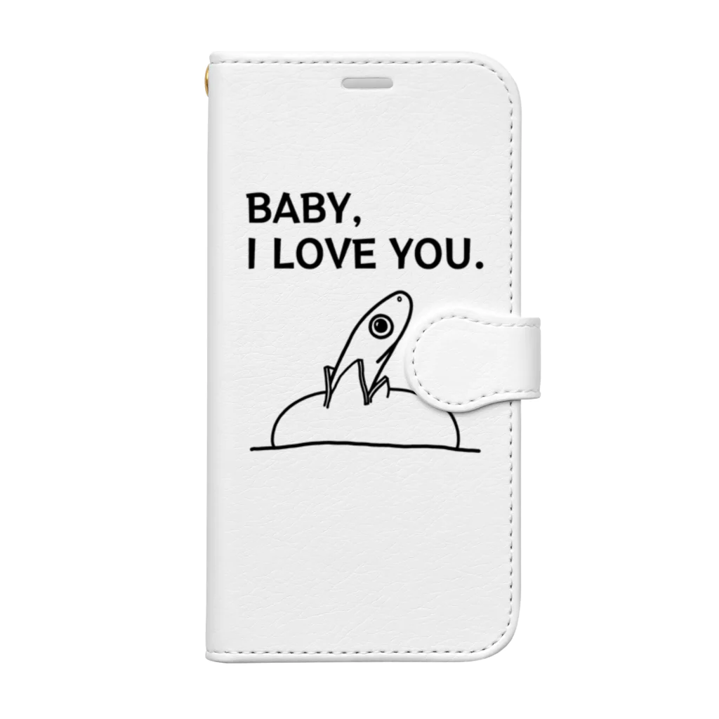 街のいろどりのヘビヘビベイビー(黒・表面プリント) Book-Style Smartphone Case