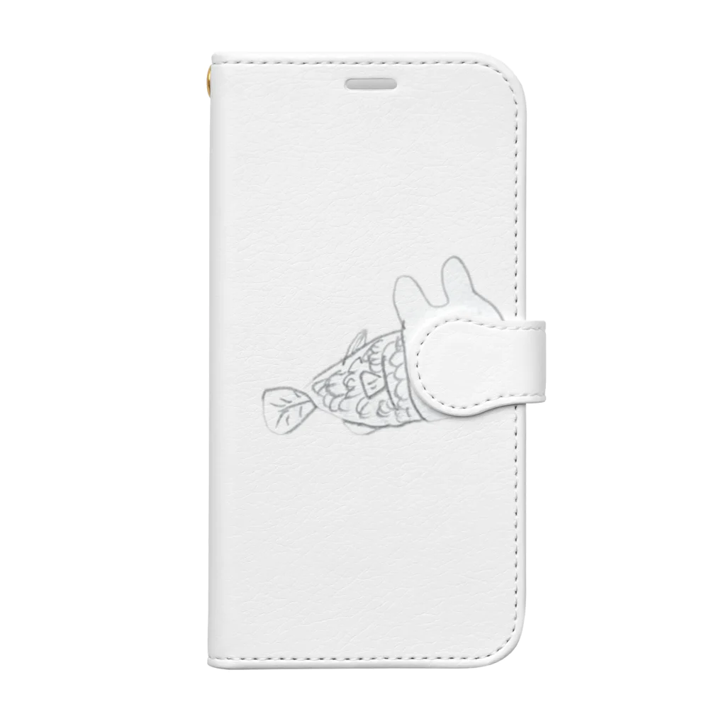 青木エビ店の兎面魚 Book-Style Smartphone Case