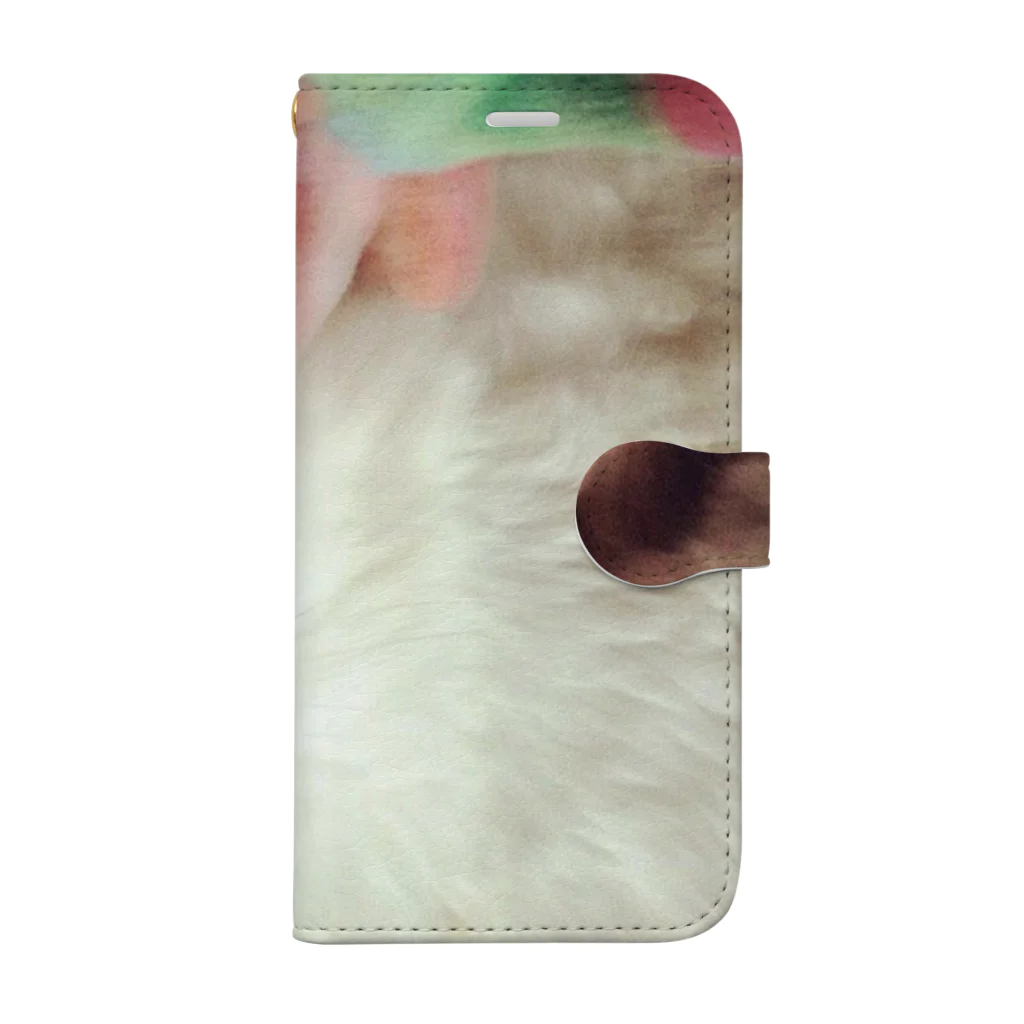 cocoloccoのホワイトキャットとピンクのゾウ Book-Style Smartphone Case