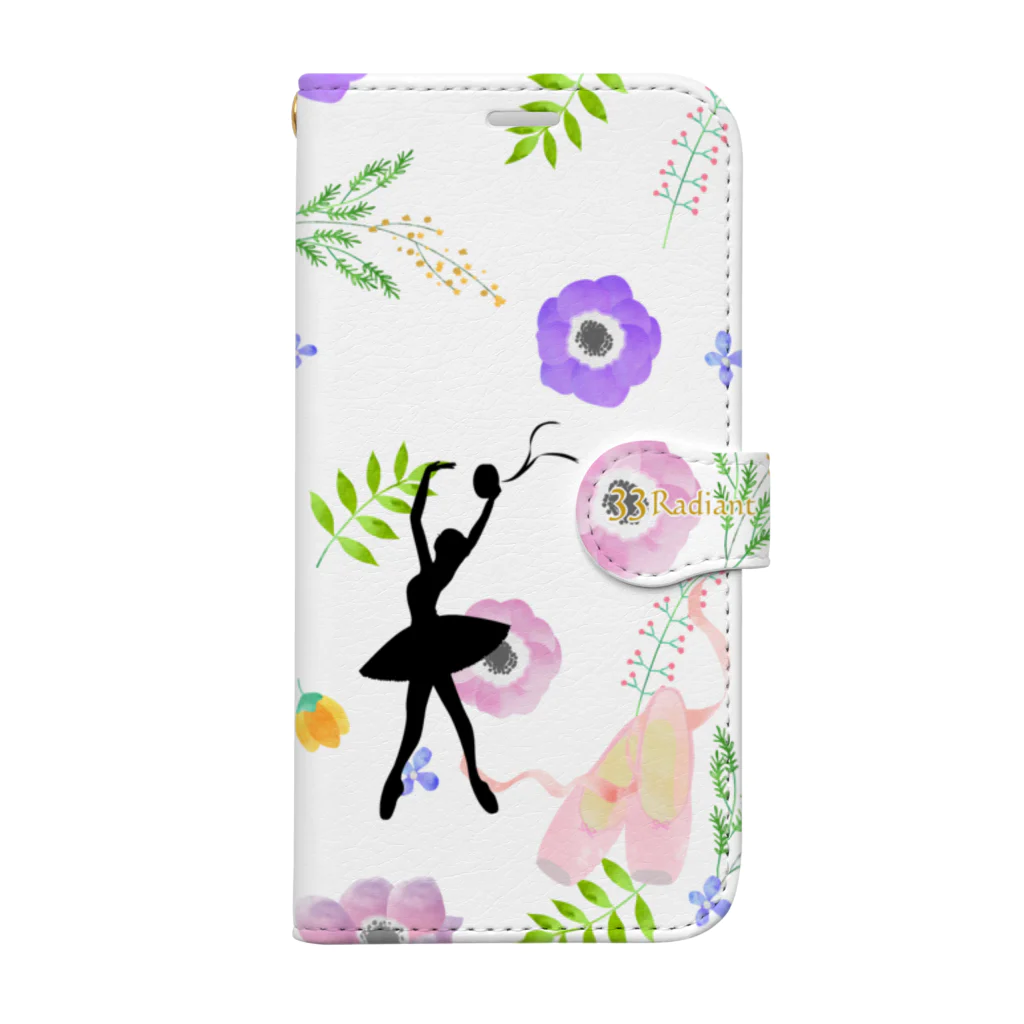 バレエシルエット ballet*pointe_pon*の花柄バレエ３３Radiant(エスメラルダ) Book-Style Smartphone Case