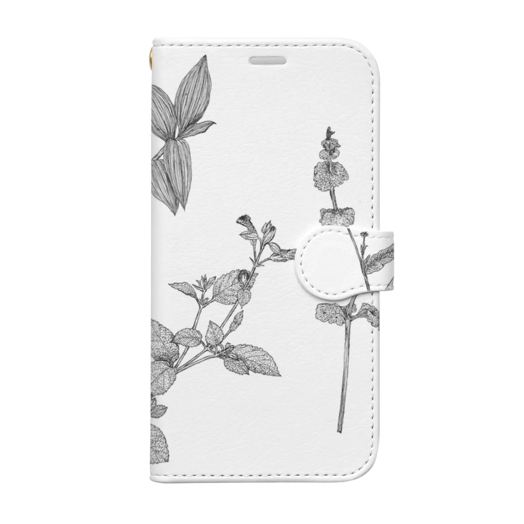 第2喜楽家のモノクロボタニカル Book-Style Smartphone Case