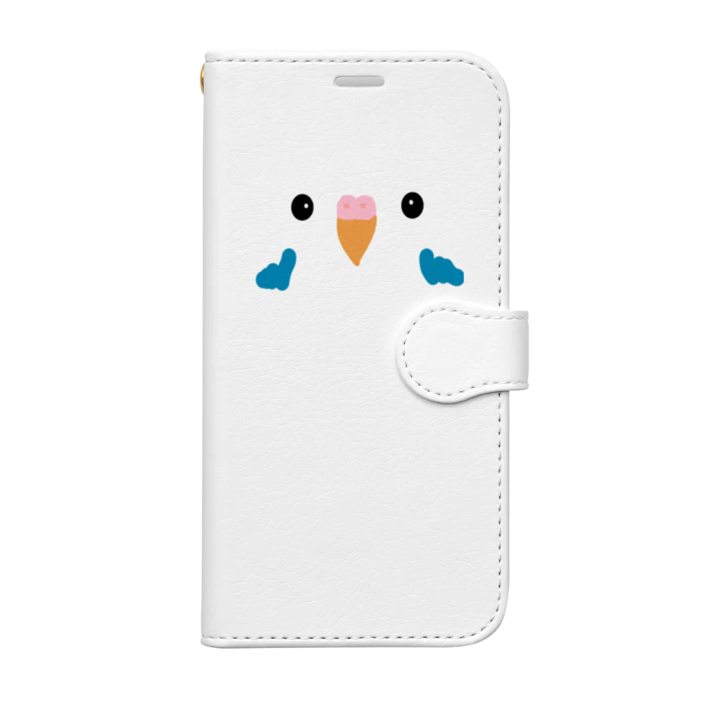 inko andのセキセイインコちゃん 手帳型スマホケース