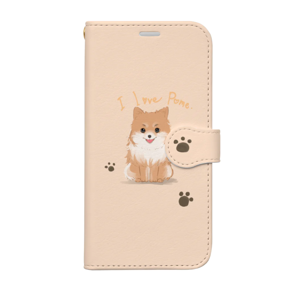 PomRingoのポメラニアンってかわいい。 Book-Style Smartphone Case