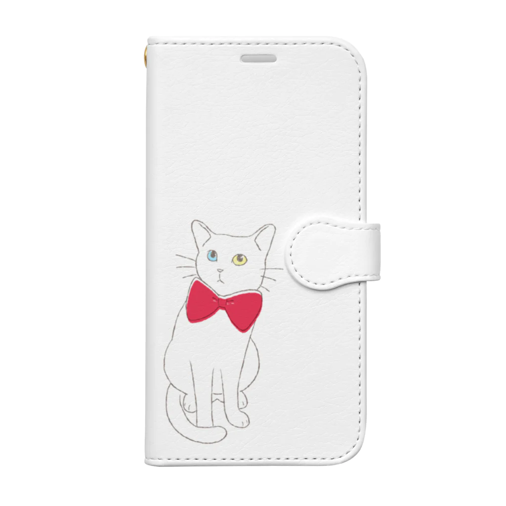 おとんの赤い蝶ネクタイのねこ（オッドアイ） Book-Style Smartphone Case