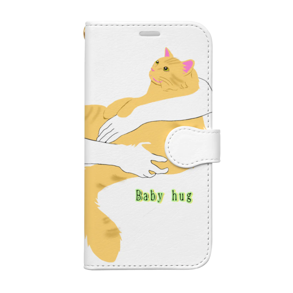 momolove のBaby hugにゃんこ(長毛茶トラ猫) Book-Style Smartphone Case